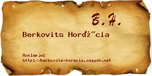 Berkovits Horácia névjegykártya
